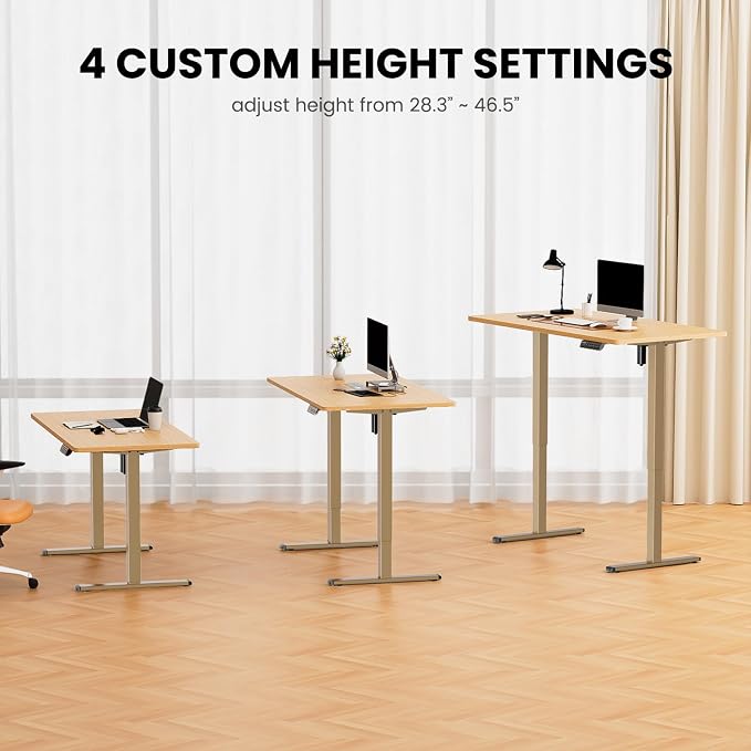 ErGear Electric Standing Desk Legs for 39.4-63.3 inch Desktops, 176 lbs | 4 memory settings,28.3-46.5 inch height range,quiet 55 dB operation,anti-collision,DIY desk frame setup,Easy Assembly,Gold - Image 6