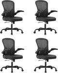 Office Chair|Ergonomic Desk Chairs (Pack of 4) | Flip-up Armrests,Mesh Computer Chair,High Back,Comfy Work,Adjustable Lumbar Support by Synorla