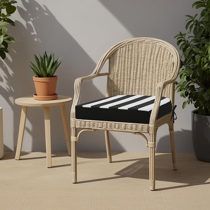 idee-home Outdoor Chair Cushions Set of 2, 17 x 17 Outdoor Seat Cushions | Patio Chair Cushions for Outdoor Furniture Waterproof with Ties, Outdoor Seat Cushion, Patio Chair Pads Dining Chair - Image 7