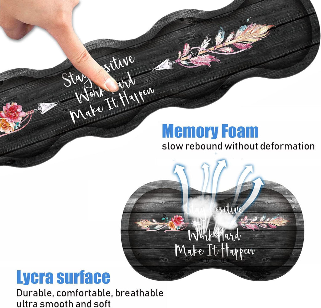 Ergonomic Keyboard Wrist Rest & Mouse Pad Wrist Rest Set, Stay Positive Work Hard and Make It Happen Pattern Inspirational Quote Large XXL Gaming Desk Mat, Memory Foam, Easy Typing Pain Relief - Image 4