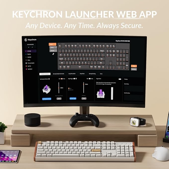 Keychron K10 HE Full-Size Hall Effect Keyboard Wireless, Rapid Trigger | Hot-Swappable Magnetic Switches Adjustable Actuation 2.4 GHz Bluetooth USB-C PBT Keycaps QMK Custom RGB Aluminum Wood Frame - Image 2