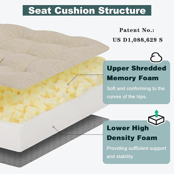 baibu Memory Foam Recliner Cushions with Lumbar Support Pillow Set for Elderly, 20x20x5 Inch Dual-Layer Design Non-Slip Recliner Seat Cushion & Back Support Pillow for Reduce Hip & Lumbar Pain, Beige - Image 4