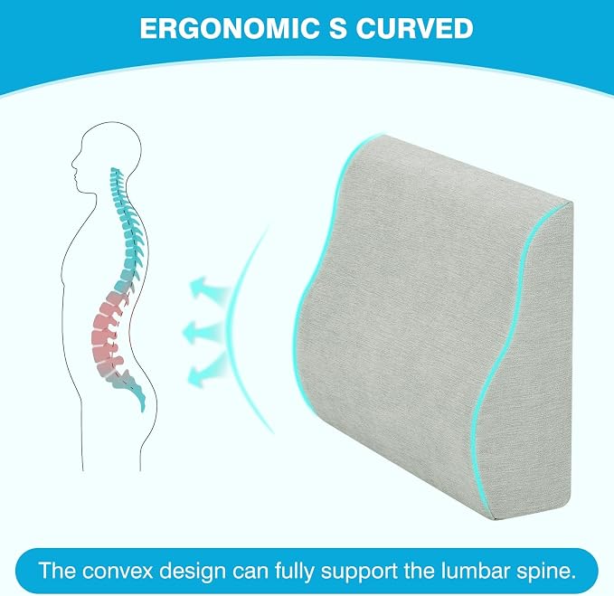 Lumbar Support Pillow for Recliner & Back Pillow for Couch, Dual Layer Memory Foam Back Support for Deep Recliner Chair for Senior Citizen to Sit Up Straight Light Grey - Image 6