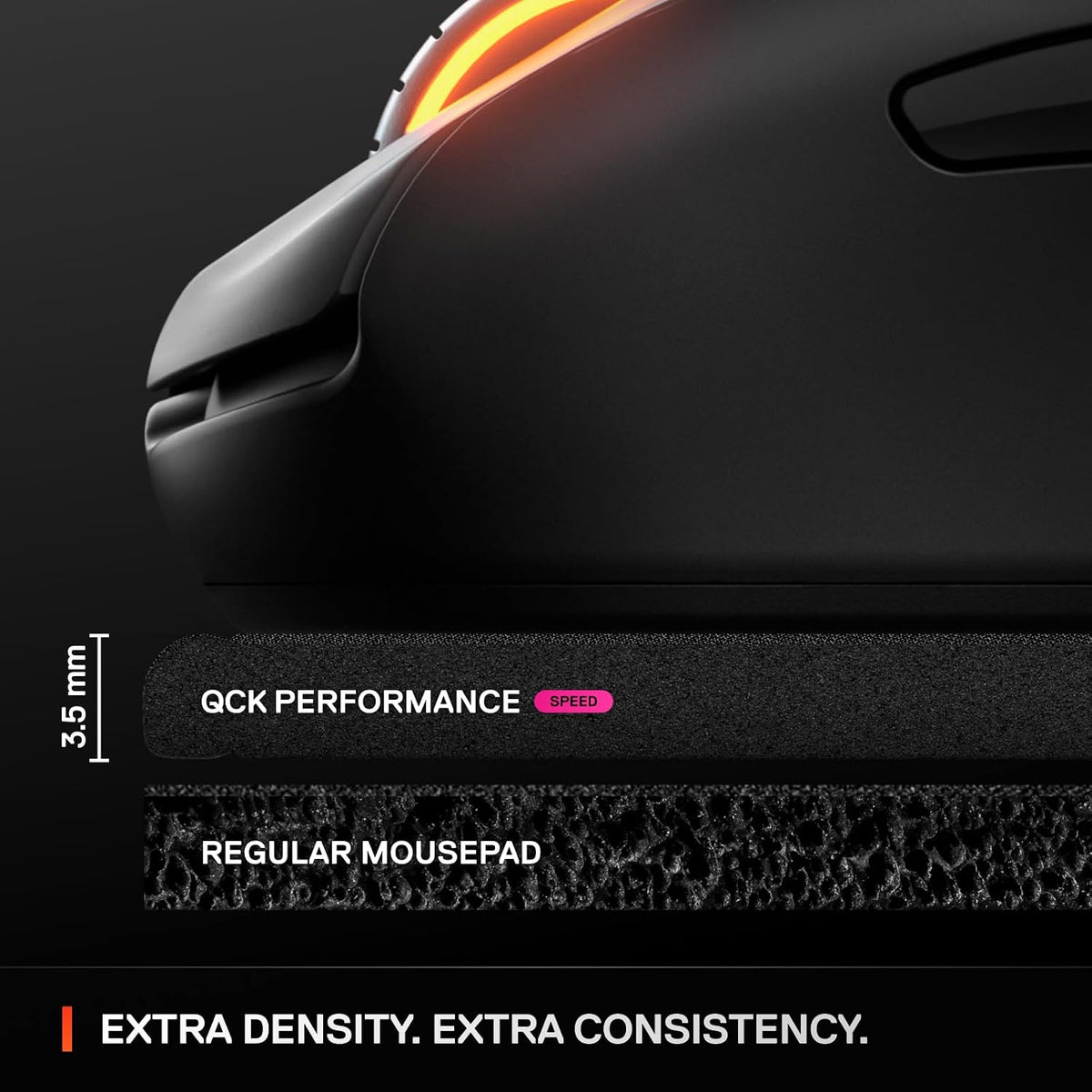 SteelSeries QcK L Performance Speed Gaming Mousepad -Extra density for a smooth glide — Low-profile edge stitching — Non-slip neoprene rubber base — 490 x 420 mm size — FPS, MOBAs, RTS, MMO - Image 4