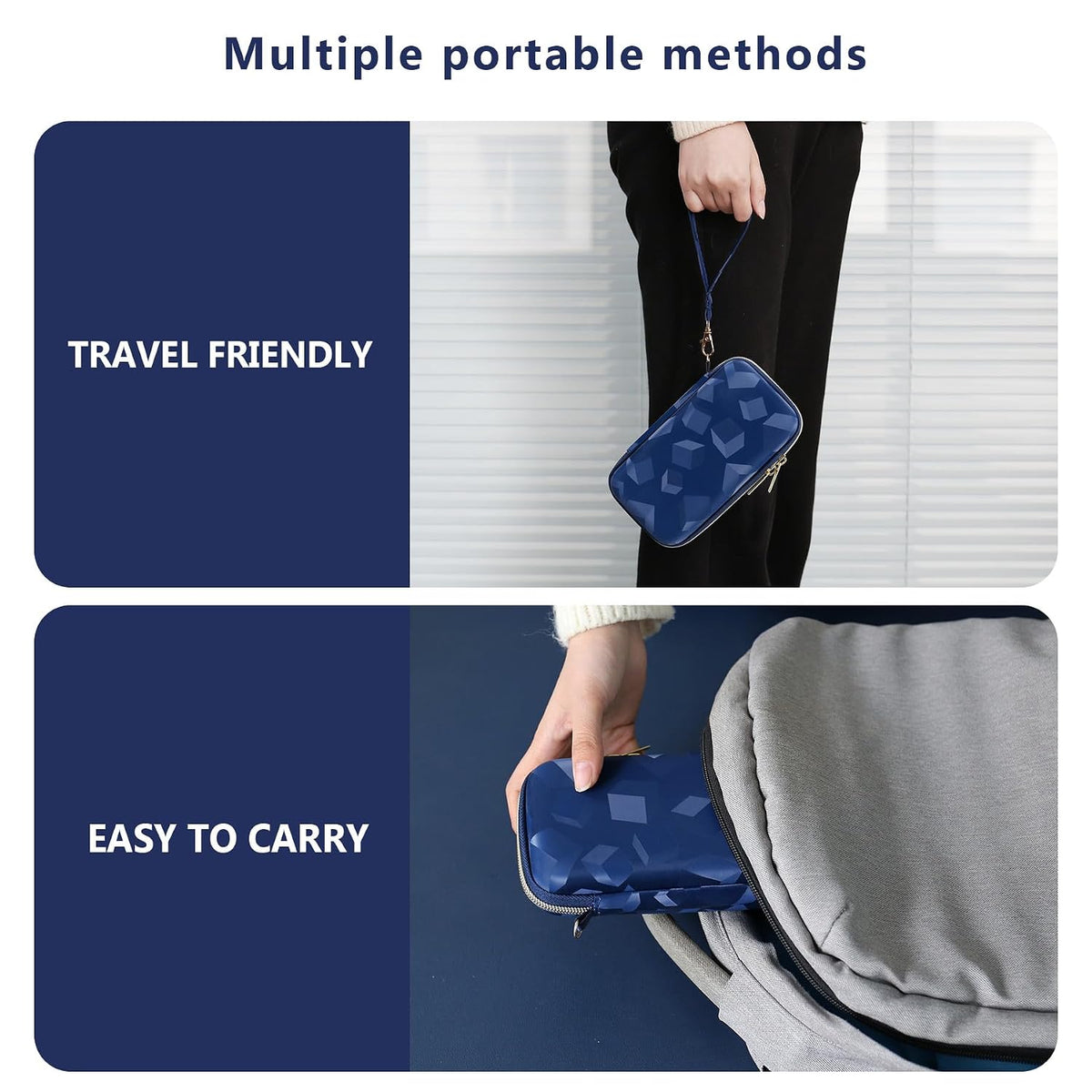 Supmay Hard Carrying Case Compatible with Nintendo DS Lite NDSL, Gameboy Advance Games Storage Holder Travel Bag with Mesh Pocket for USB Charging Cable, Stylus, Earphones, Game Cartridge, Blue - Image 6