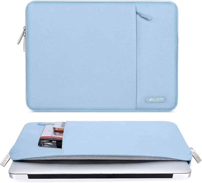 MOSISO Laptop Case 13 inch, Laptop Sleeve Bag with Pocket | Compatible with MacBook Neo A3404 2026/Air/Pro 13 M5/M4/M3/M2/M1 2026-2016, Polyester Vertical Computer Bag, Air Blue - Image 2