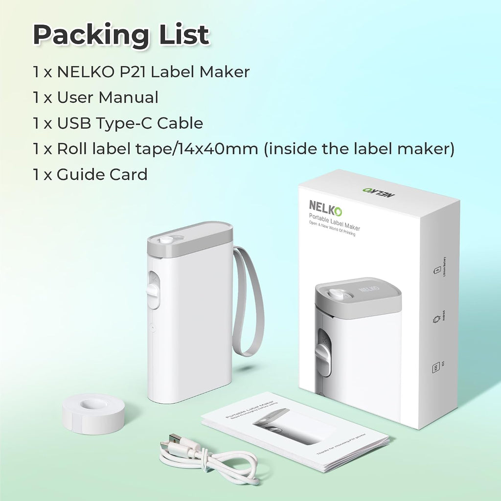 Nelko P21 Label Maker Machine with Tape, Bluetooth Label Printer, White - Image 8