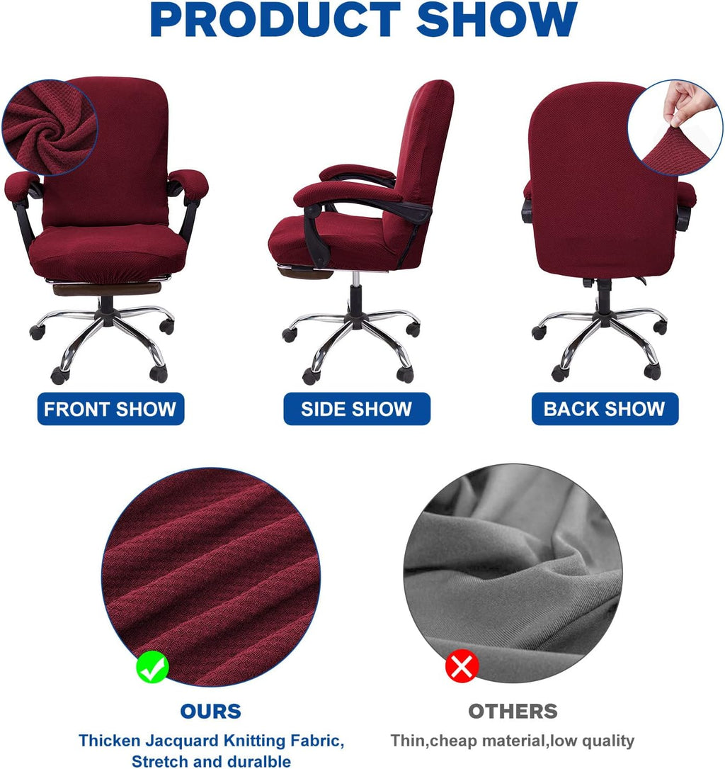 NeColorLife Office Chair Cover with Armrest Covers,Large,Wine Red - Image 4