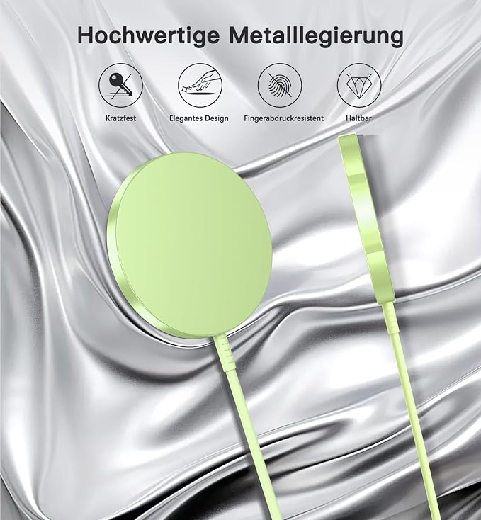Magnetic Wireless Charger, 2-Pack 15W Fast Mag-Safe Stand for iPhone 17-12 | Fast Magnetic Wireless Charging Pads for iPhone 17/17 Air/17 Pro/17 Pro Max, 16/15/14/13/12 Series and AirPods(green） - Image 7