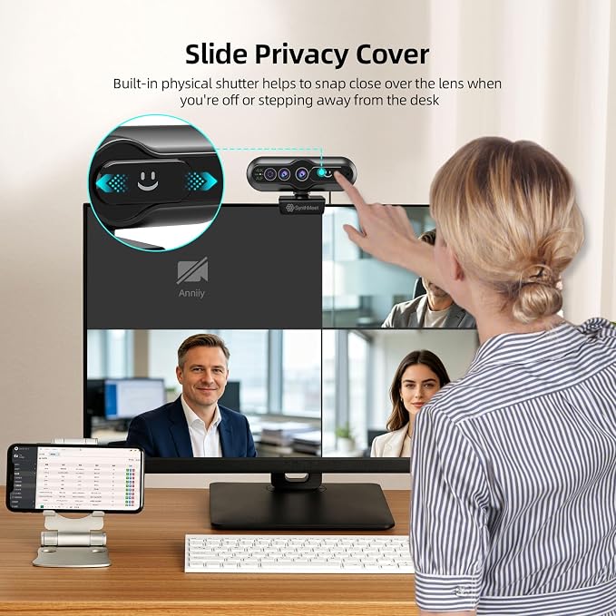 4K Webcam with Windows Hello, Sliding Privacy Cover, Facial Recognition, Log-on with Windows Hello, Built-in Microphone, USB Webcam, Works with Microsoft Teams, Zoom, Google Meet - Image 5