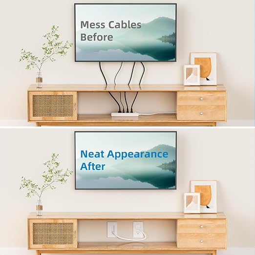 in Wall Cable Management Kit,Recessed Outlet Box for Wall Mount TV, Outlet Relocation Kit for Relocating Unreachable Electrical Outlets,2 AC Outlets,in Wall Extension Cord - Image 3