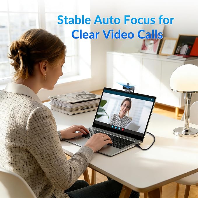 EasyCam 4K Webcam, CDAF Autofocus, Auto Light Correction, 77°FOV | Computer Camera with Dual Mics, Privacy Cover, Plug & Play, for Zoom/Teams/Skype/Google Meet - Image 4