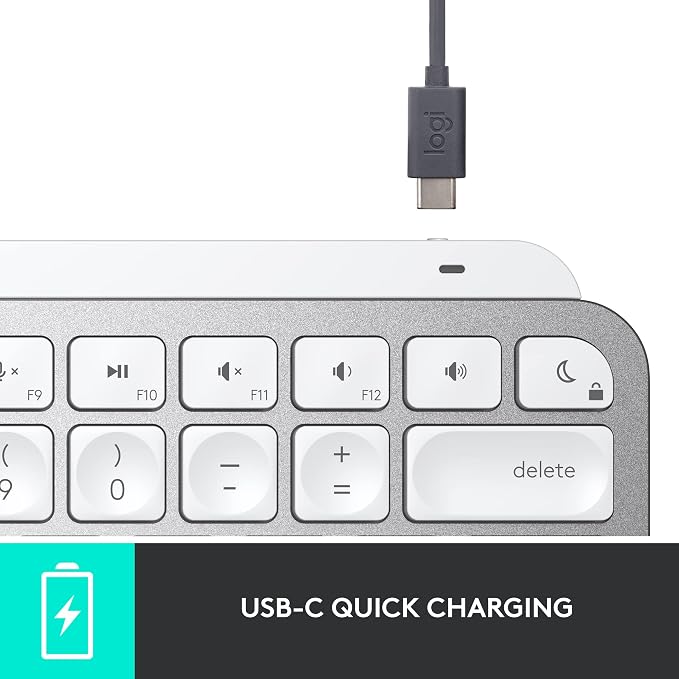 Logitech MX Keys Mini for Mac Minimalist Wireless Keyboard - Pale Grey | Compact, backlit keys, Bluetooth, USB-C, tactile typing, compatible with MacBook Pro, MacBook Air, iMac, iPad - Image 10