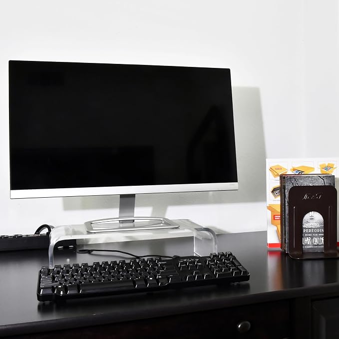AMT Premium Acrylic Clear Monitor Riser Laptop/PC/Multimedia Monitor Stand for Home Office - Image 5