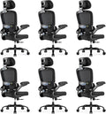 TRALT Ergonomic Office Chair Desk Chair with Adjustable Lumbar Support | Home Office Desk Chairs with Flip-up Armrests & 3D Headrest - Mesh Gaming Chair for Adults, 330lbs, PU Leather (Black, 6) by TRALT