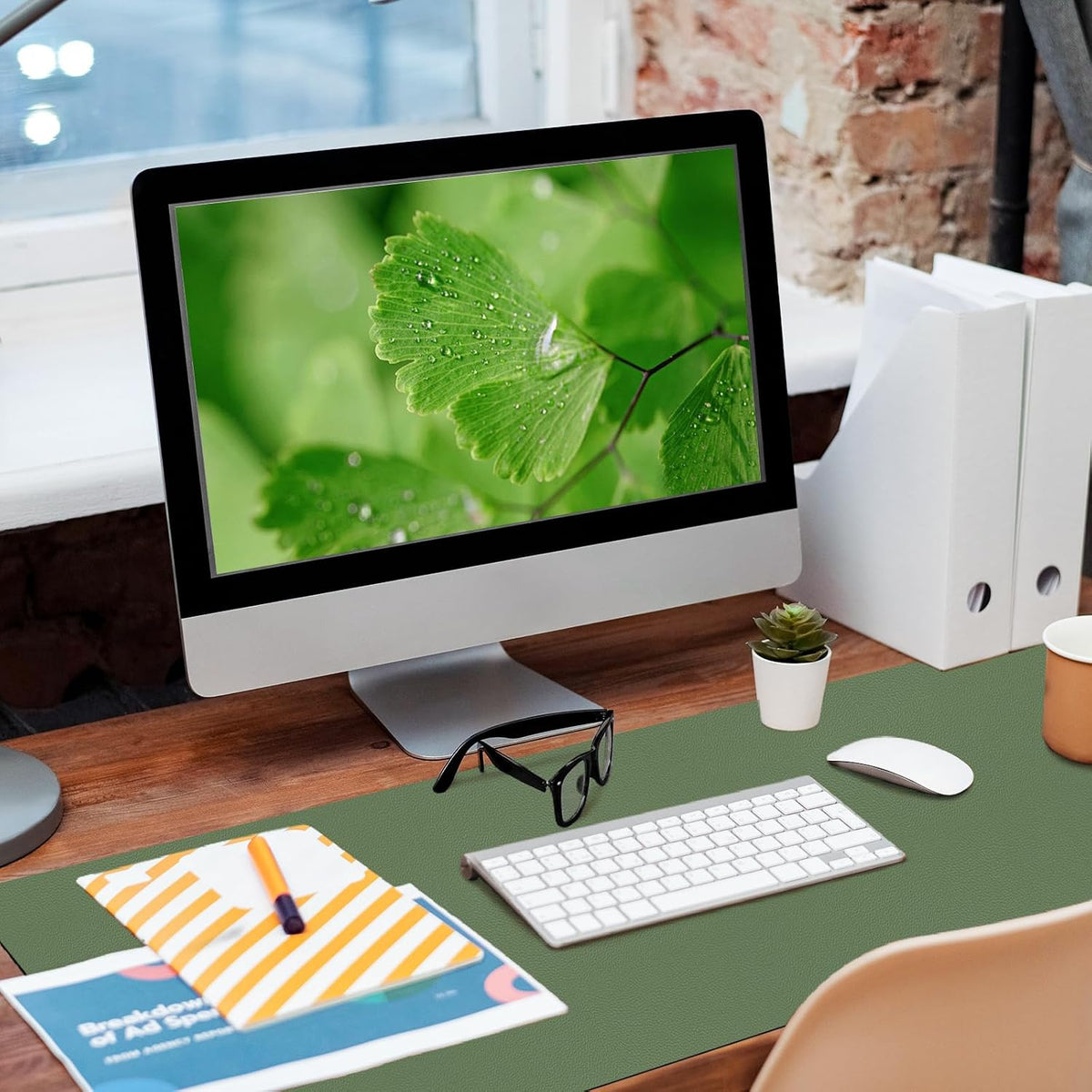 Green Desk Mat, Desk Matt for Desktop, Large Leather Desk Pad, Desk Pad Mat Waterproof, Computer Mat for Office/Home/Decor/Desk Protector(31.5 x 15.7 Inches) - Image 2