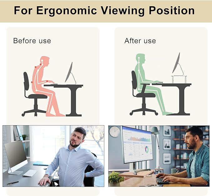 Monitor Stand Riser,Wood & Acrylic Computer Monitor Stand with LED Light,Desk Accessories Desktop Organizer Stand for Computer,Laptop,Printer,PC & TV Screen Riser - Image 6