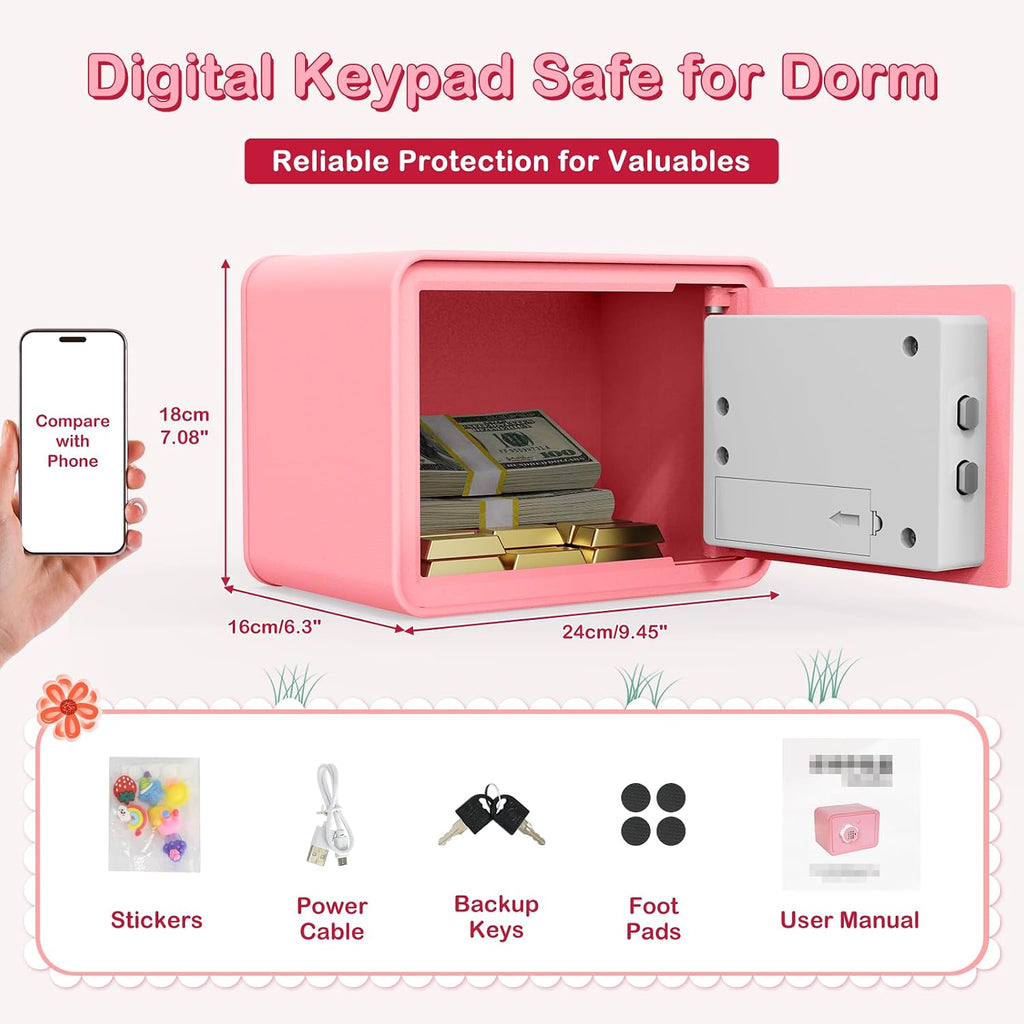 Goldenkey Kids Mini Safe Small Cash Box, Money Security Safe, Piggy Bank - Image 6