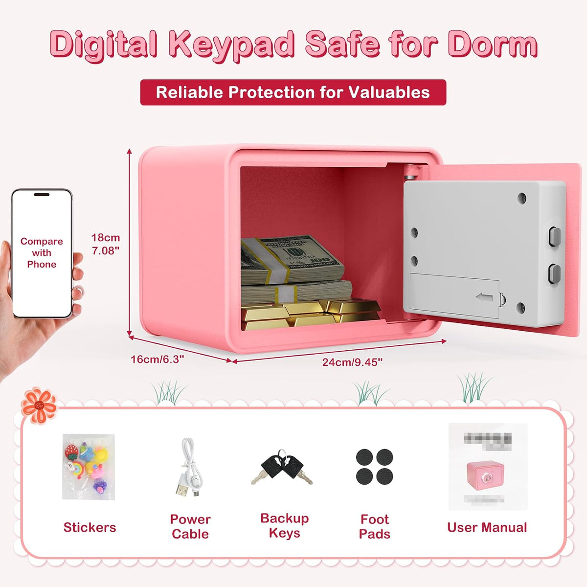 Goldenkey Kids Mini Safe Small Cash Box, Money Security Safe, Piggy Bank - Image 6