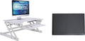Rocelco 32" Height Adjustable Standing Desk Converter with Anti Fatigue Mat BUNDLE | Sit Stand Up Dual Monitor Riser | Computer Workstation | Large Retractable Keyboard Tray | White (R ADRW-MAFM) by Rocelco