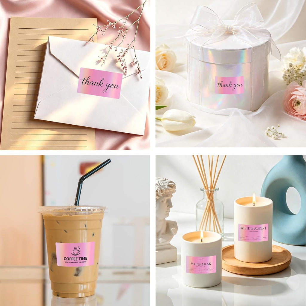 2.25"x1.25" Thermal Labels, Holographic Pink Thermal Labels- Strong Adhesive Thermasl Stickers for Small Business, Shipping, Mailing, Price Tag, Non BPA&BPS/ 300 Labels - Image 3