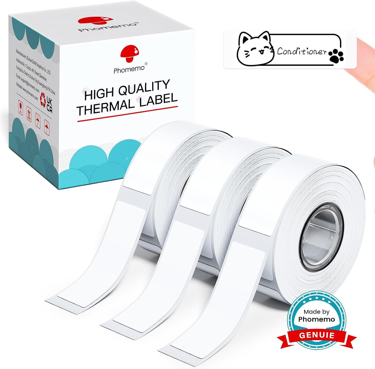 Phomemo Labels D30 Label Tape, Black on White, 0.47 in 12 x40mm, 480 Tapes by Phomemo