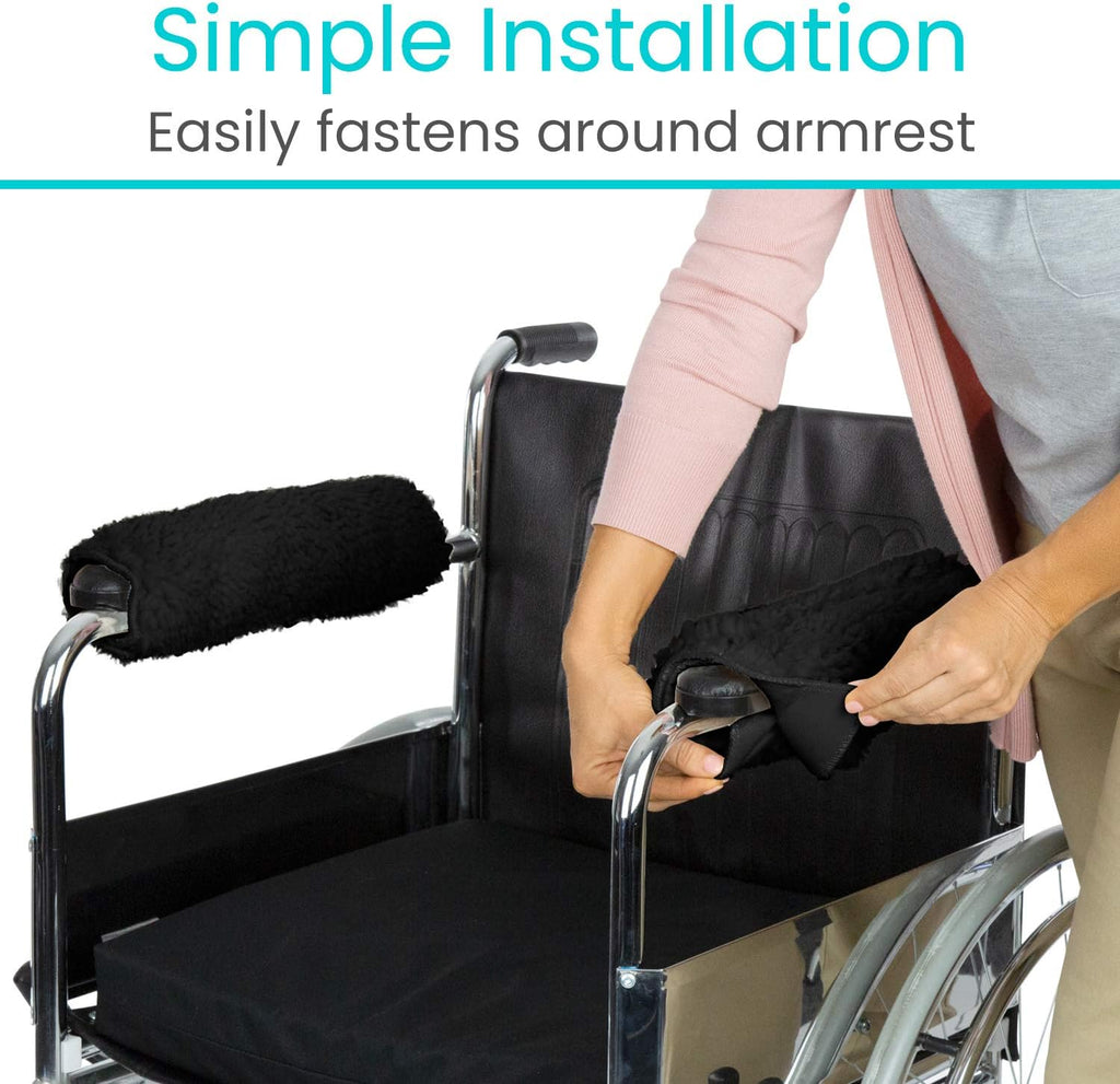 Vive Wheelchair Armrest Pads (2 PCS) - Memory Foam Sheepskin Cushion - Image 8