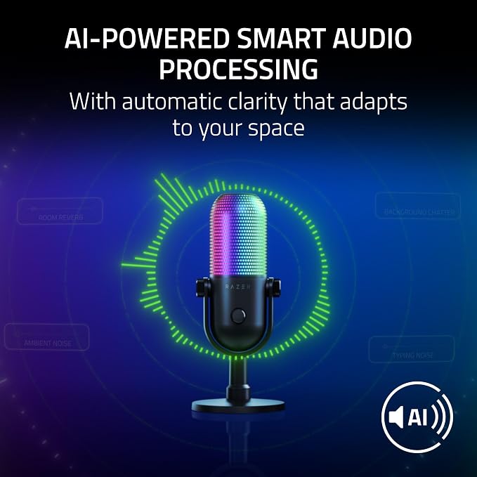 Razer Seiren V3 Chroma 32‐Bit DSP, USB-C Microphone for PC & Mac, Pink | AI Audio Processing, Noise Isolation, Tap-to-Mute, Supercardioid Condenser Mic, Chroma RGB, Discord, OBS Studio, Streamlabs - Image 3