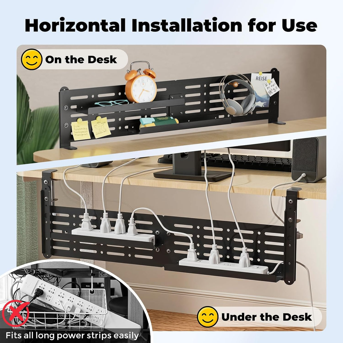 JOY worker 4-in-1 Clamp on Above/Under Desk Pegboard Cable Management Tray - Image 4