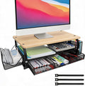 Desk Organizers and Accessories Monitor Riser, Monitor Stand with Drawer (2-Tier Drawers) with Large Side Storage Rack & Cable Management,66LBS/30KG, Office Organization, Oak by Bingyouth