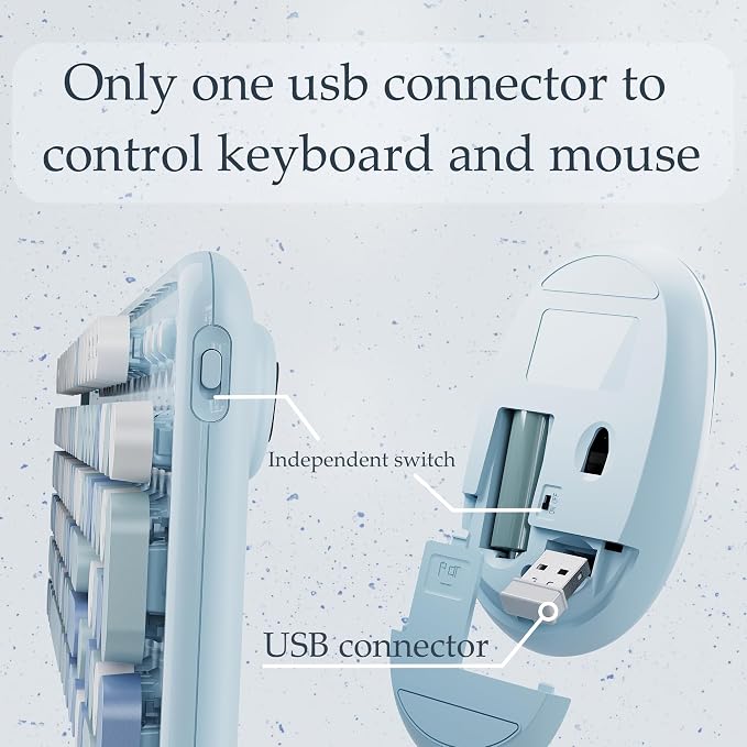 Colorful Wireless Keyboard and Mouse Combo Blue Colorful | Full-Sized Office Keyboard with Typewriter Flexible Keys, 2.4GHz Dropout-Free Connection, Optical Mouse for PC Laptop - Image 5