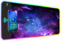 ToLuLu RGB Gaming Wireless Charging Mouse Pad, 7.5/10/15W 10 Light Modes LED Mouse Pad Computer Keyboard Mat Mousepad, 800x300x4MM Extended Large Desk Mat for MacBook, Laptop, PC, Purple Galaxy Space by ToLuLu