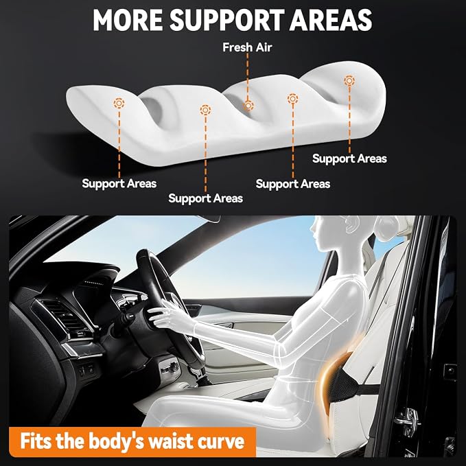 Lumbar Support Pillow for Car,Back Support for Car Seat Cushion,Adjustable Straps Securely Fixed Car Lumbar Support Pillow for Office Chair (Gray) - Image 4