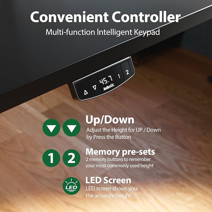 Agilestic 71 * 32 Inch Height Adjustable Electric Standing Desk, Black | Sit Stand Up Computer Desk, Memory Presets, Stable Steel Frame,154 lbs, Easy Assembly, Splice Board, Long desk, Home Office - Image 8