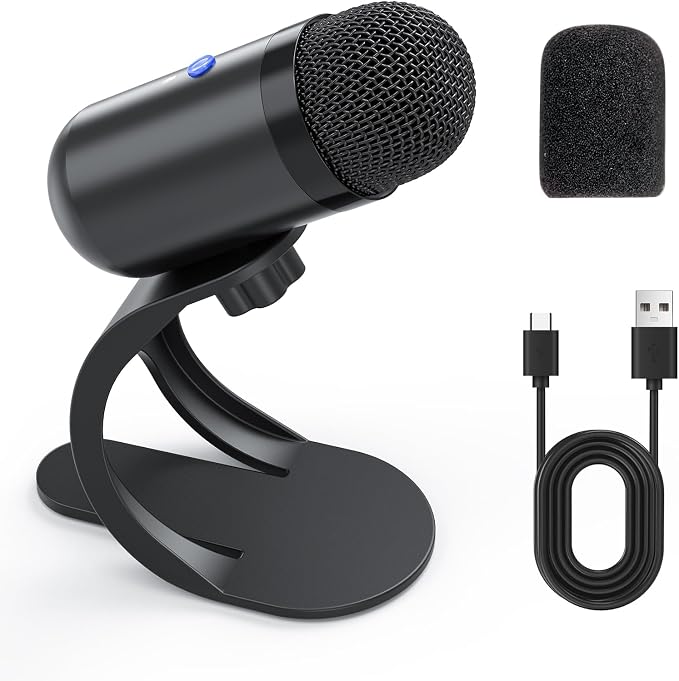 USB Computer Microphone, Podcast Mic Desktop with Mute Button for Recording Streaming, Omnidirectional Condenser, Plug&Play Stand with Volume Control for PC, Laptop, Mac, YouTube by LIANGSTAR