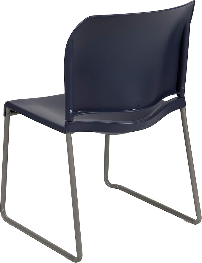 Flash Furniture Hercules Series Contoured Stacking Chairs for Waiting Rooms and Offices, Ergonomic Lobby Chairs with Curved Back, Set of 5, Navy | Sled Base, Powder Coated, Contoured, 880 LBS. Weight Capacity - Image 9