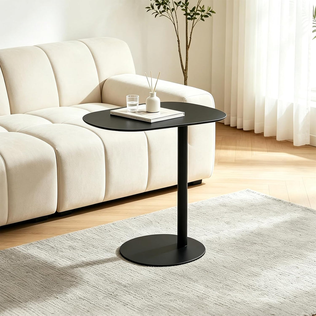 C Shaped End Table Small Side Table Living Room, Metal Coffee Accent Table - Image 3