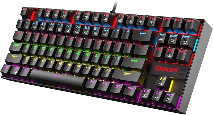 Redragon K552 Mechanical Gaming Keyboard, 87-Key Compact, LED Gaming Keyboard with Red Switches, Anti-Ghosting, Metal Frame for PC Gaming & Typing, Beginner-Friendly (Black) by REDRAGON