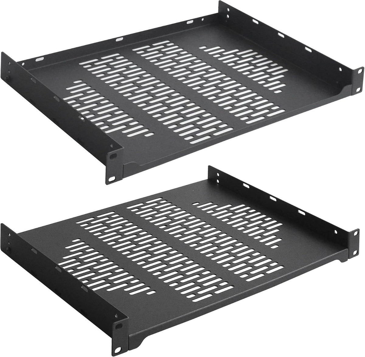 2 PCS 12” Rack Shelves for 19 inches Network Rack & Cabinets, 1U Rack Mount Shelf Vented Cantilever Tray, for Server, IT & Sound Equipment by RIVECO