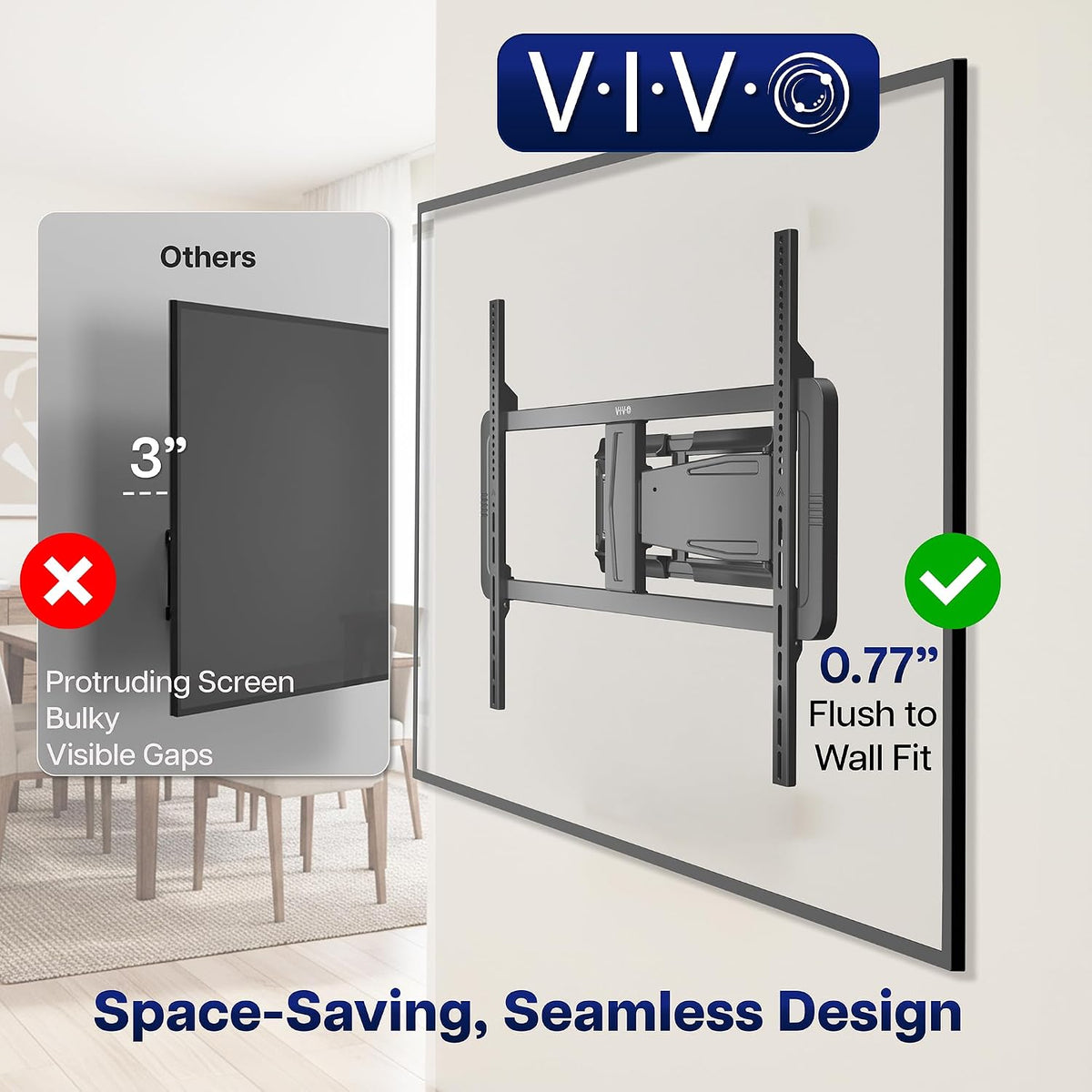 VIVO Black Ultra Slim TV Mount for 46-100 in Screens, MOUNT-TVUS100 - Image 4