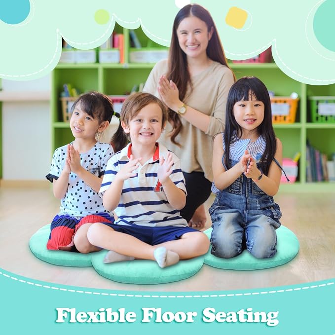 Fumete 8 Pcs Round Floor Cushions for Classroom Kids,Mint Green | 16 Inch Diameter, Students Flexible Seating Pillows, Home Daycare School Reading Yoga Meditation, Soft Cushioned - Image 5
