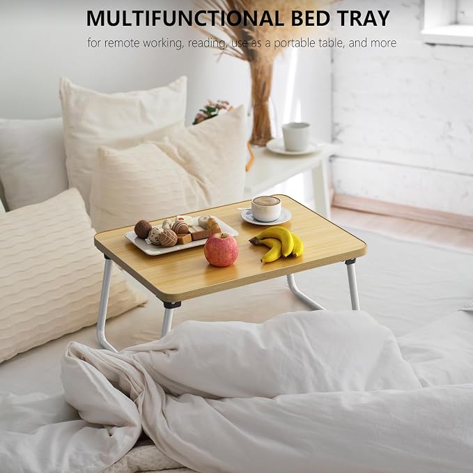 Foldable Lap Desk, Laptop Stand Bed Table Tray for Couch | Portable Breakfast Serving Tray, Lightweight Mini Lap Table, Works Great as Tablet Desk for Working, Reading & Writing,Beige - Image 5