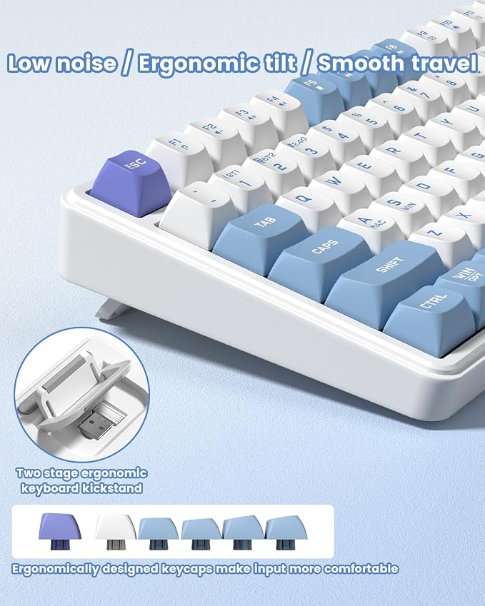 Womier DK75 75% Wireless Gaming Keyboard, RGB Backlit Creamy Keyboard with Media Knob, OLED Screen, Tri-Mode 2.4GHz/USB-C/BT5.0, Anti-Ghosting No-Conflict Silent Membrane Keyboard for MAC Windows - Image 8
