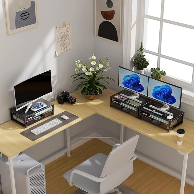 gianotter Computer Monitor Stand Riser with Drawer | Desk Organizers and Accessories Desk Accessories & Workspace Desktop Organizers Storage for Printer Stand (Black) - Image 7