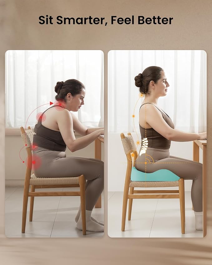ProtoArc Extra Large Seat Cushions for Office Chairs, Mint Green | Ergonomic Memory Foam Seat Cushion for Home, Extra Cover, Car Seat Cushions for Driving, Pressure Relief Pad for Sciatica - Image 7