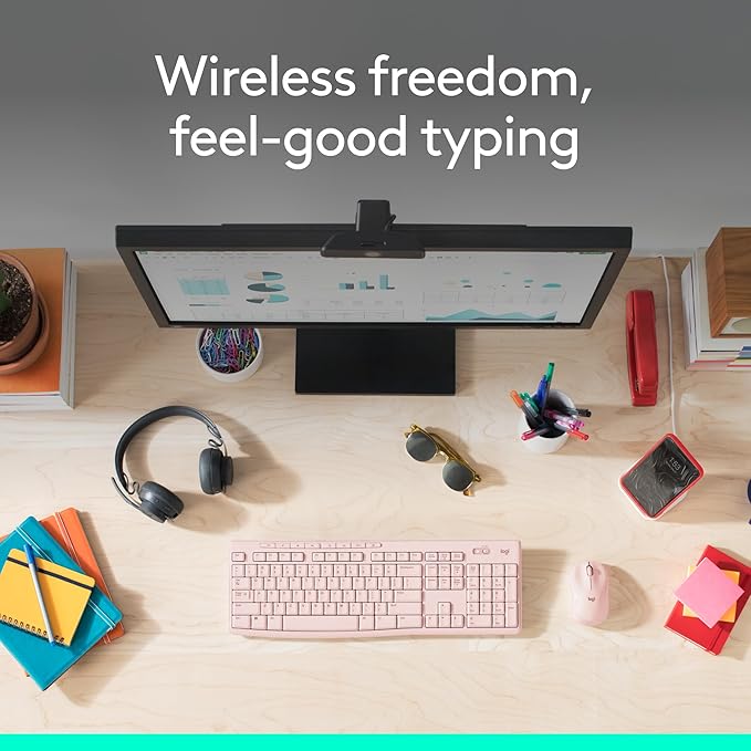 Logitech MK270 Full Size Wireless Keyboard and Mouse Combo - Rose | Full size keyboard with spill-resistant design, compact ambidextrous mouse, connect via single included USB-A Nano Receiver - Image 2
