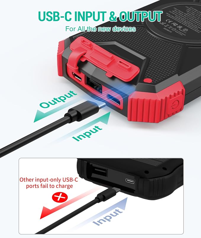 BLAVOR Solar Power Bank 10,000mAh, Portable Wireless Charger, 20W Fast Charging External Battery Pack with USB C for Cell Phones, Solar Panel Charging with Dual Flashlight for Camping - Image 4