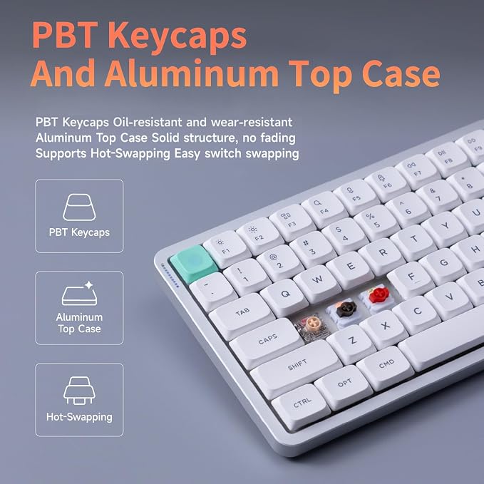 nuphy Air75 V3 Mechanical Keyboard with Knob, White-Blush Nano Switches | 75% Wireless Low Profile keyboard, Hot-Swap, for Mac/Windows, Support Bluetooth/2.4GHz/USB-C,Silent keyboards, RGB Backlit - Image 3