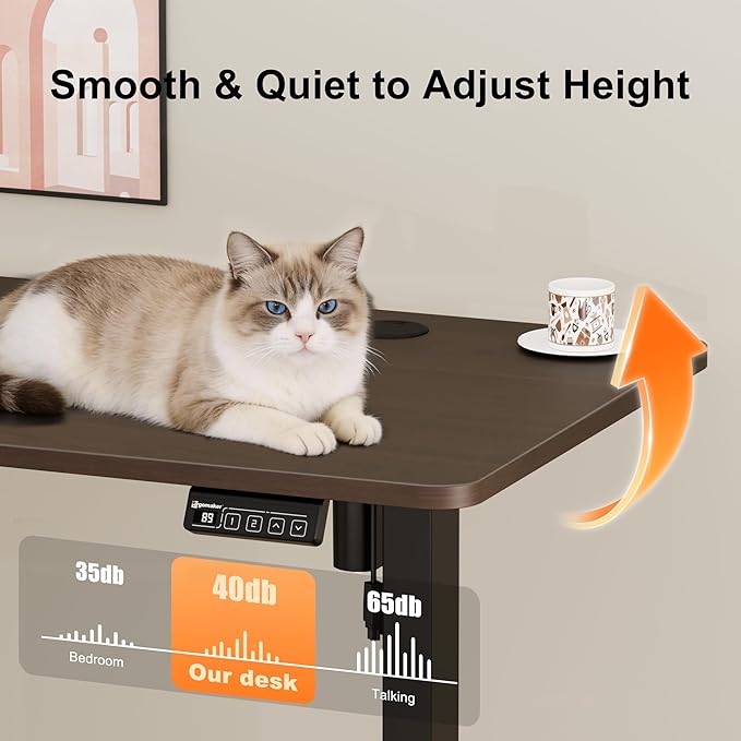 67"x24" Standing Desk, Height Adjustable Sit-Stand Home Office, Walnut | Electric Adjustable Standing Desk, Sit to Stand Computer Office Desk with Splice Board, Memory Preset, Lifts 28.7''-46.5" - Image 6