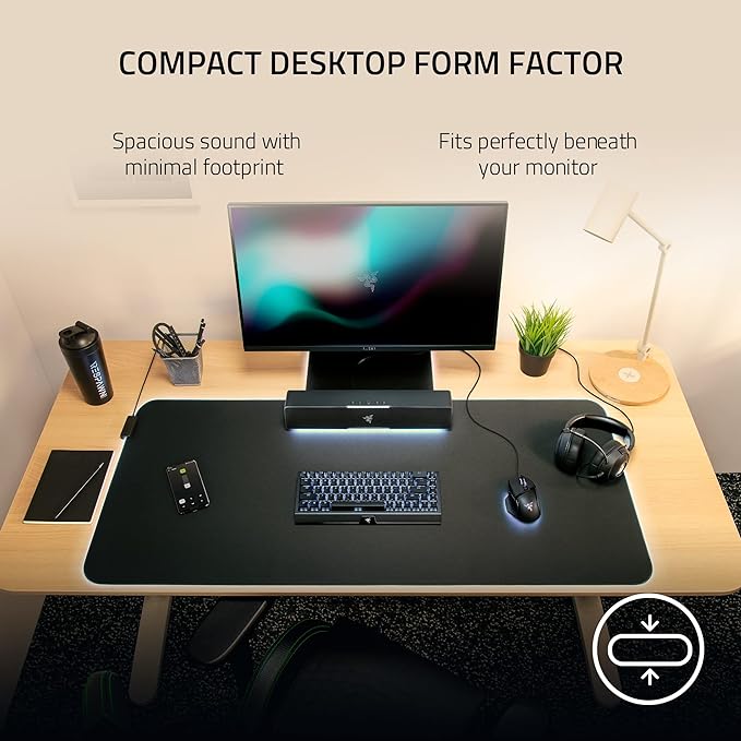 Razer Leviathan V2 X, PC Soundbar with Full-Range Drivers, Black | Compact Design, Chroma RGB, USB-C, Bluetooth 5.0, for PC, Laptop, Smartphones, Tablets & Nintendo Switch - Image 3